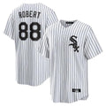 Boles C.White Sox #88 Luis Robert Jr Player White Stripe Home Game Stitched Jerseys