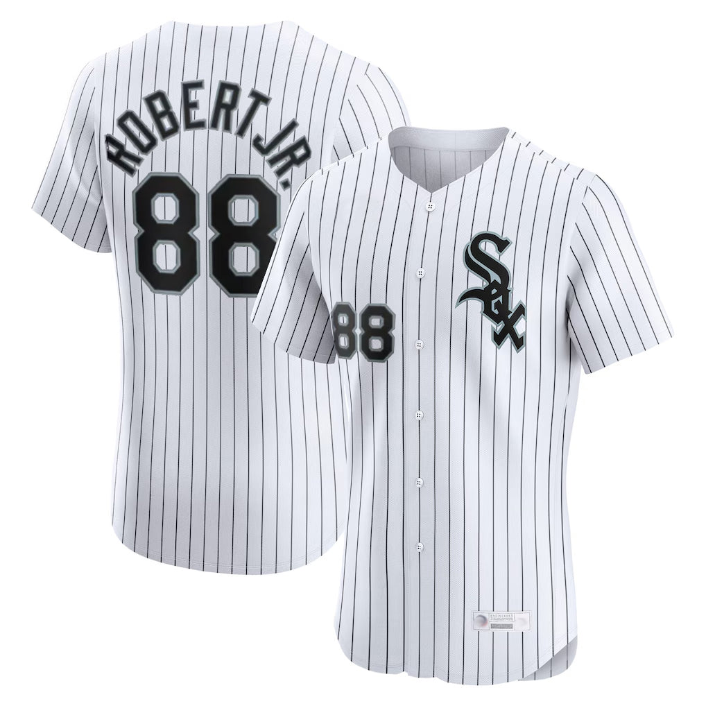 Boles C.White Sox #88 Luis Robert Jr Player White Stripe Limited Elite Home Stitched Jerseys