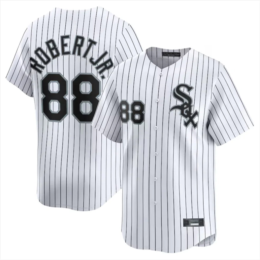 Boles C.White Sox #88 Luis Robert Jr Player White Stripe Limited Home Stitched Jerseys