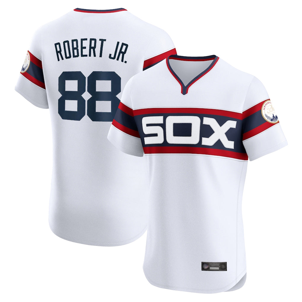 Boles C.White Sox #88 Luis Robert Jr Player White T-shirt Limited Elite Home Stitched Jerseys