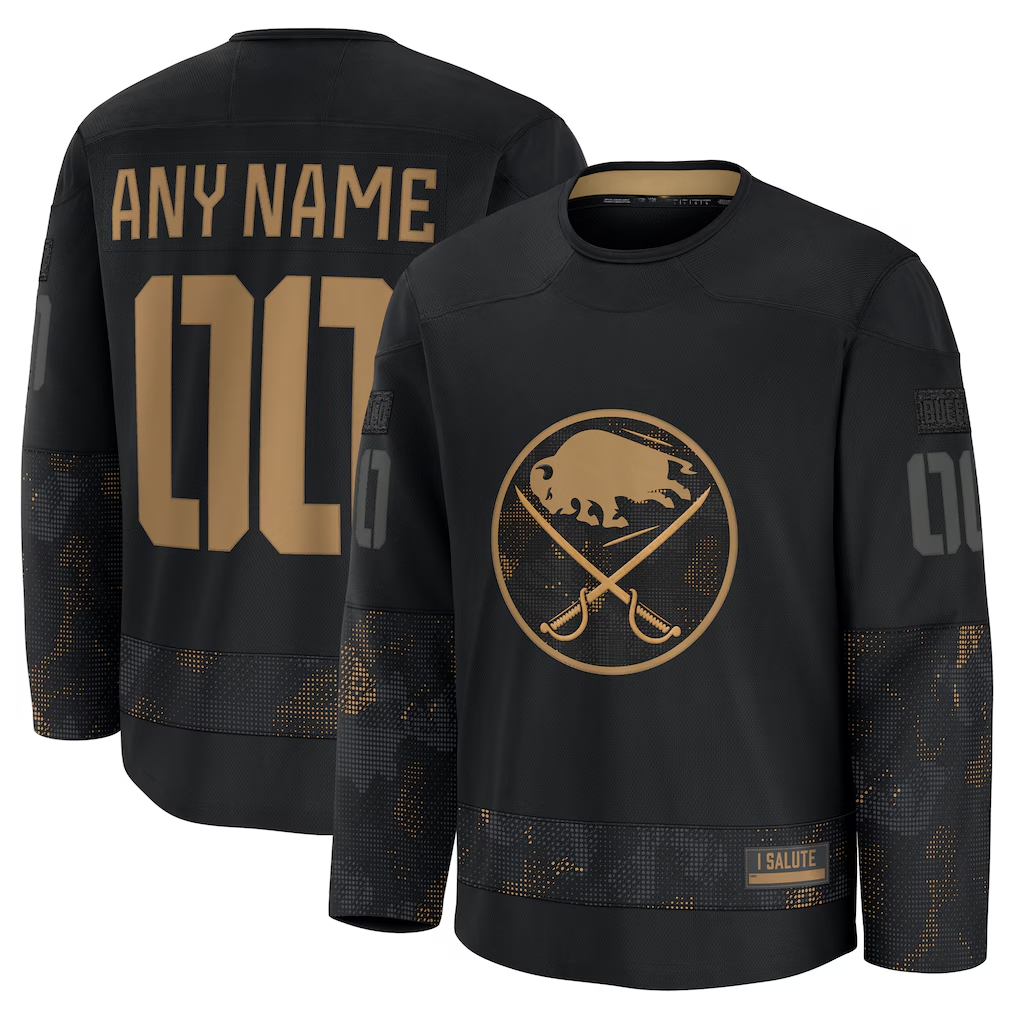 Boles Custom B.Sabres Black 2024 Military Appreciation Practice Stitched Jerseys