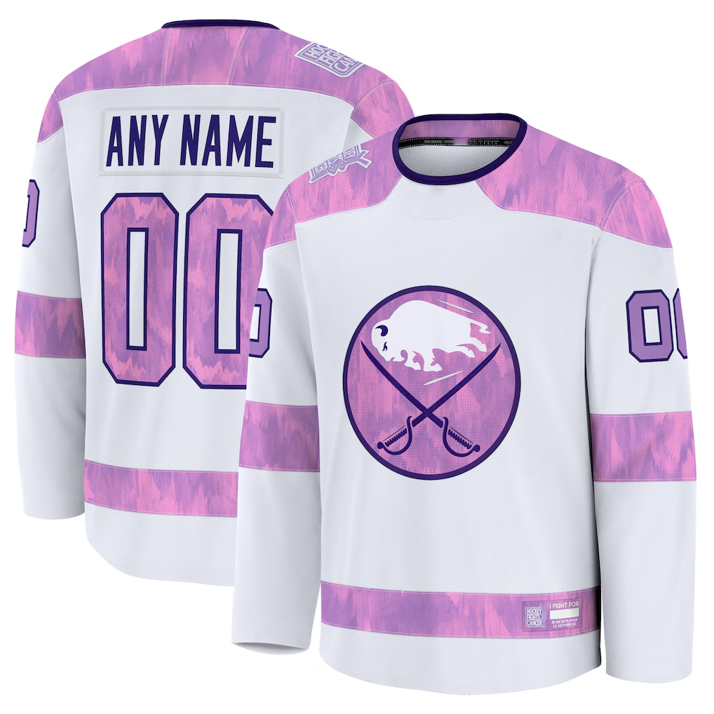 Boles Custom B.Sabres White 2024 Hockey Fights Cancer Practice Stitched Jerseys