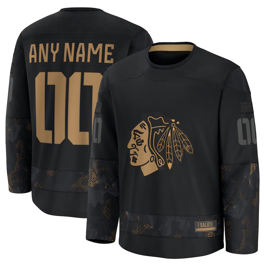 Boles Custom C.Blackhawks Black 2024 Military Appreciation Practice Jerseys