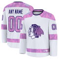 Boles Custom C.Blackhawks White 2024 Hockey Fights Cancer Practice Jerseys