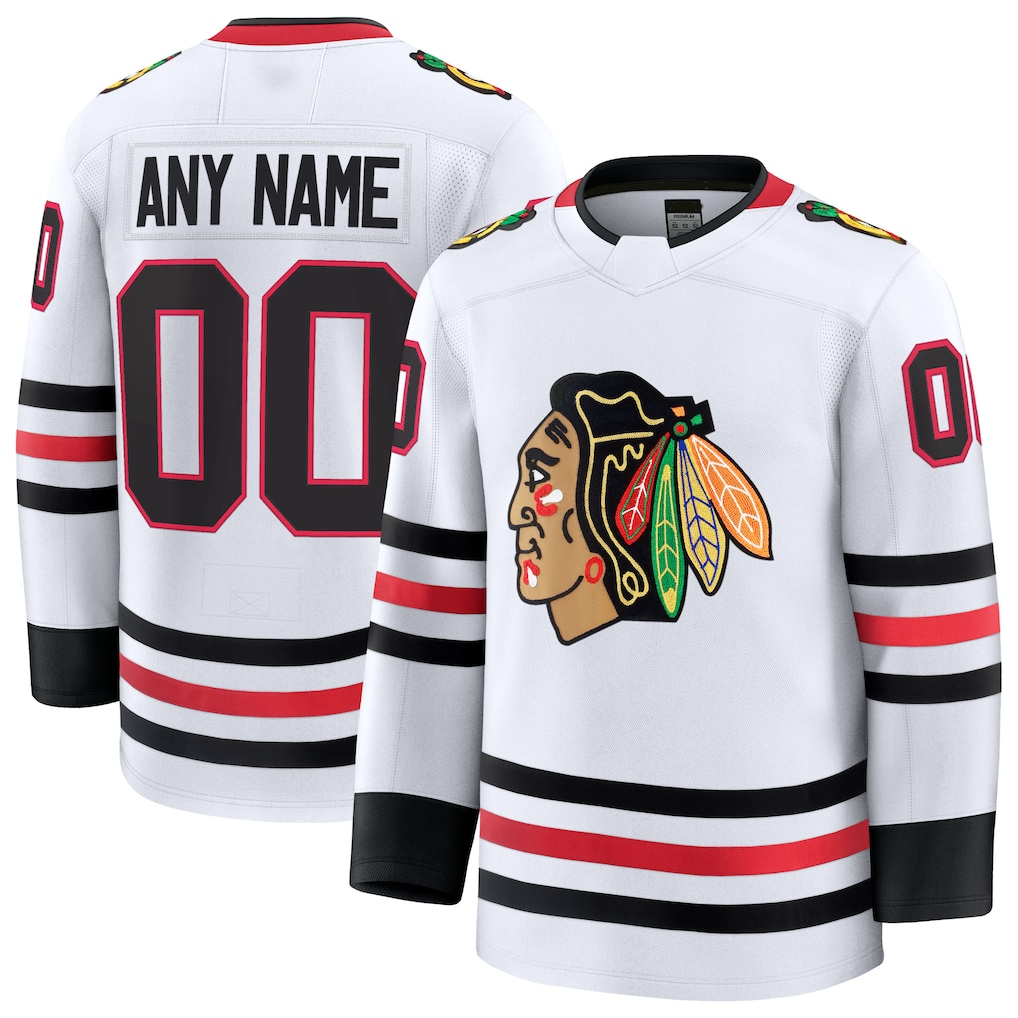 Boles Custom C.Blackhawks White Away Premium Jerseys