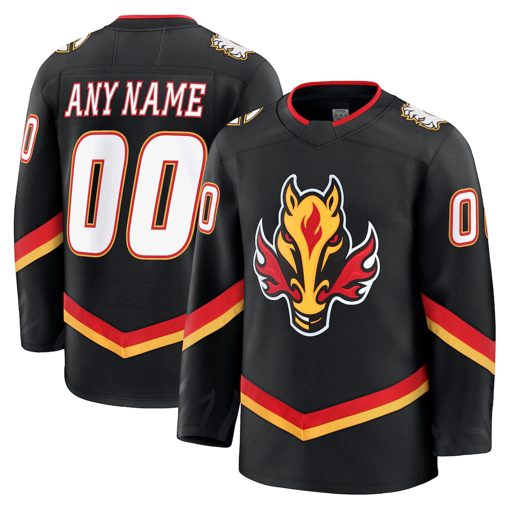 Boles Custom C.Flames Black Alternate Premium Jerseys