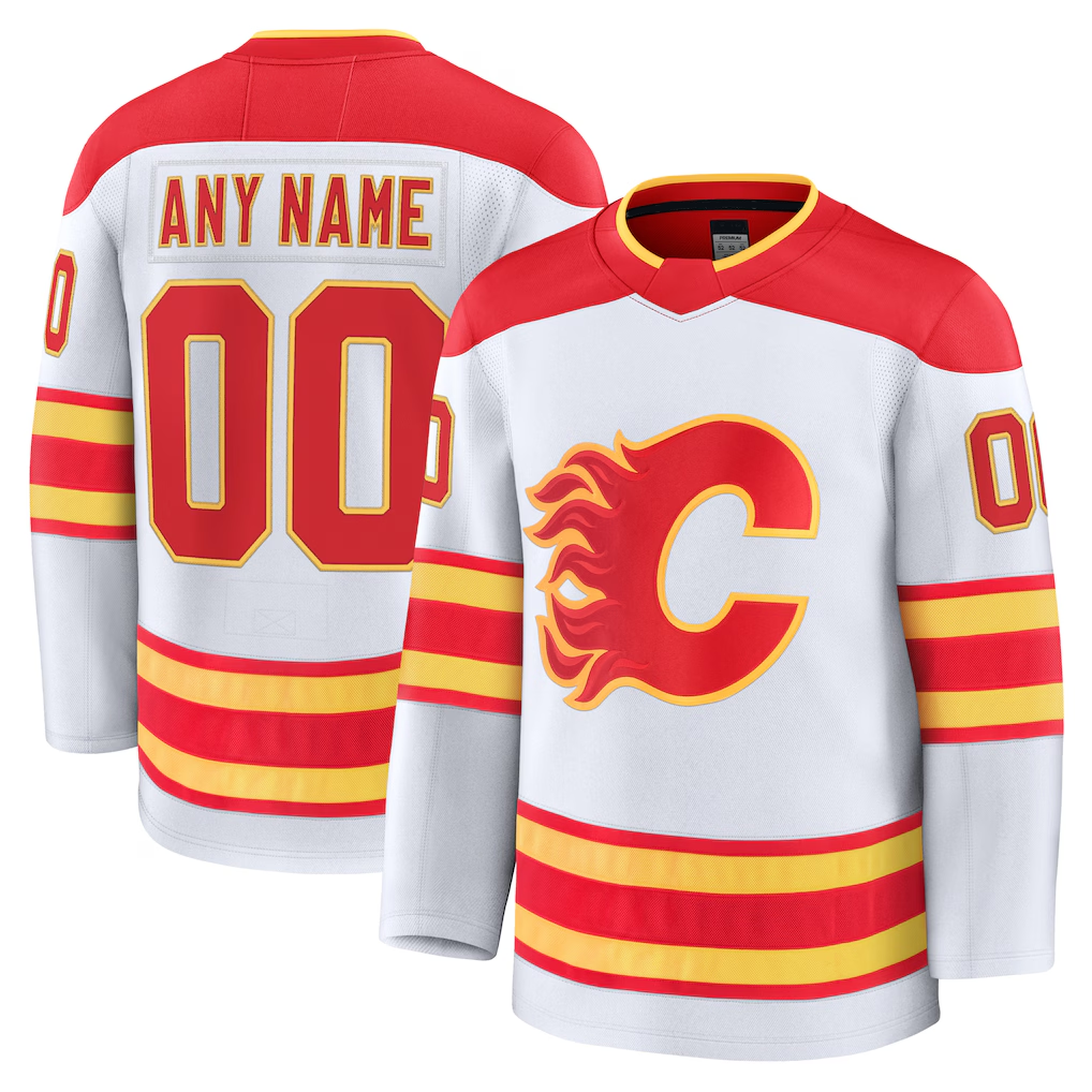 Boles Custom C.Flames White Away Premium Jerseys