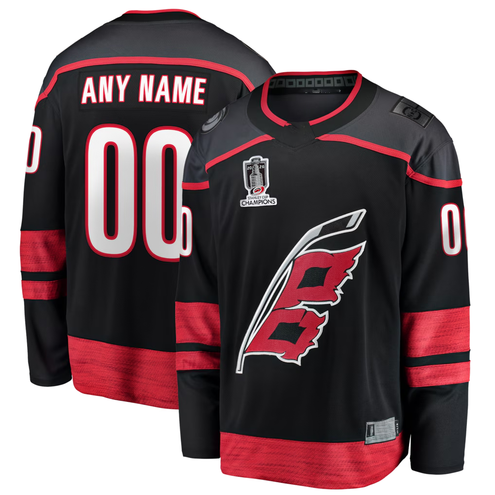 Boles Custom C.Hurricanes Black 2026 Stanley Cup Champions Home Breakaway Custom Stitched Jerseys