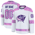 Boles Custom CB.Jackets White 2024 Hockey Fights Cancer Practice Jersey
