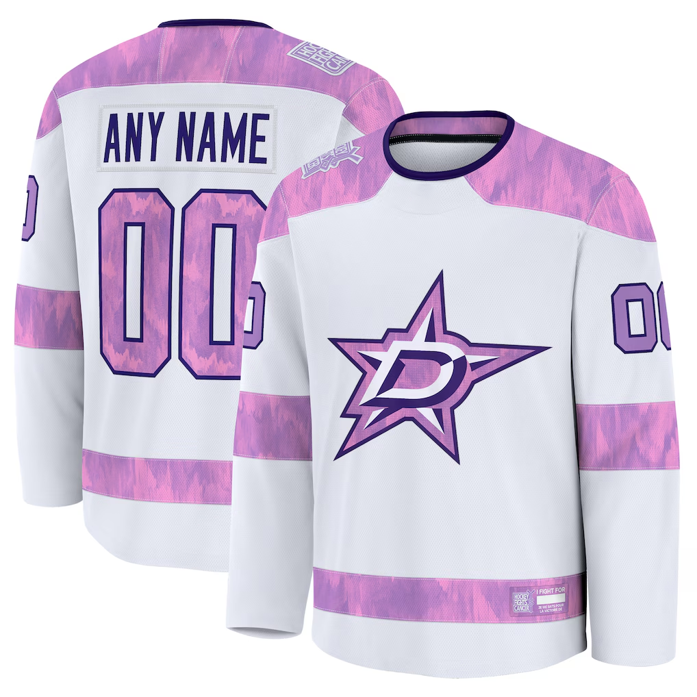 Boles Custom D.Stars White 2024 Hockey Fights Cancer Practice Jerseys