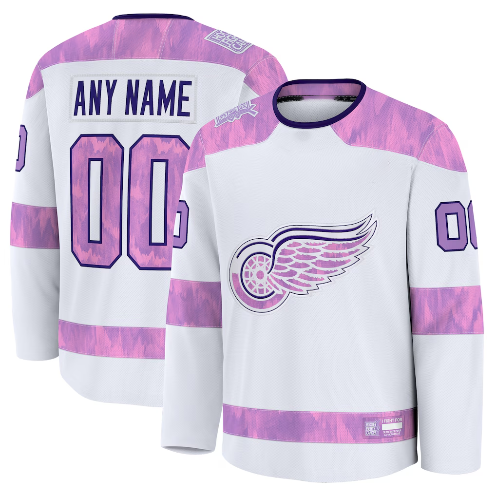 Boles Custom DR.Wings White 2024 Hockey Fights Cancer Practice Jerseys