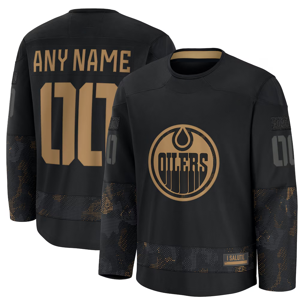 Boles Custom E.Oilers Black 2024 Military Appreciation Practice Jerseys