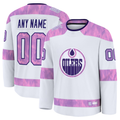Boles Custom E.Oilers White 2024 Hockey Fights Cancer Practice Jerseys