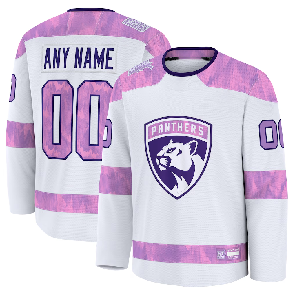 Boles Custom F.Panthers White 2024 Hockey Fights Cancer Practice Jerseys