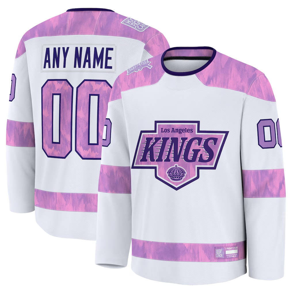 Boles Custom LA.Kings White 2024 Hockey Fights Cancer Practice Jerseys