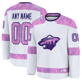 Boles Custom M.Wild White 2024 Hockey Fights Cancer Practice Jerseys