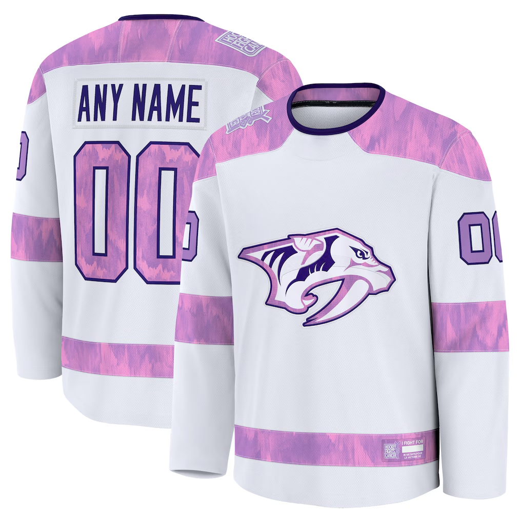 Boles Custom N.Predators White 2024 Hockey Fights Cancer Practice Jerseys
