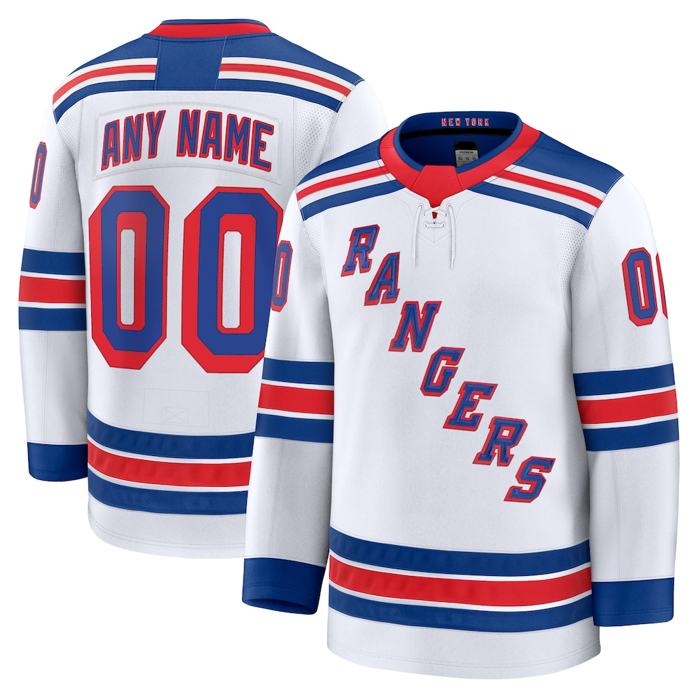 Boles Custom NY.Rangers White Away Premium Jerseys