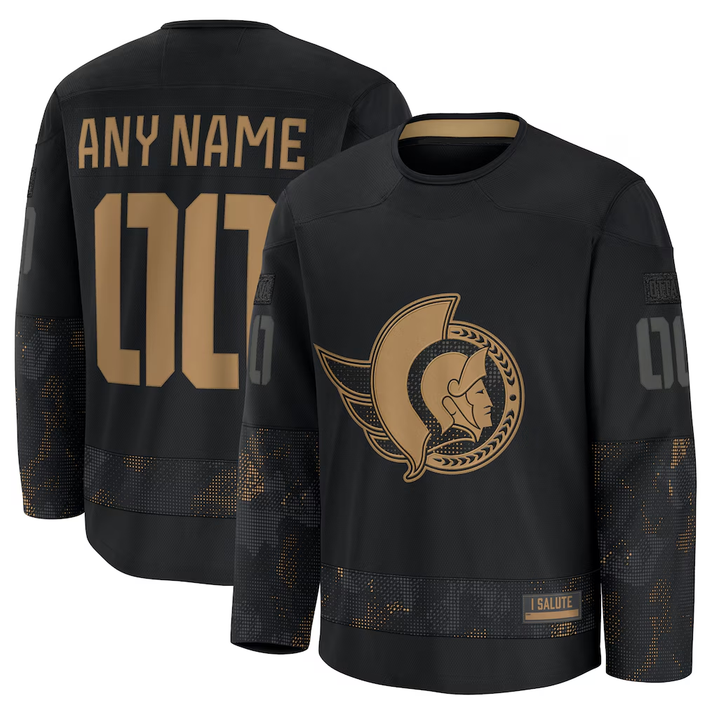 Boles Custom O.Senators Black 2024 Military Appreciation Practice Jerseys