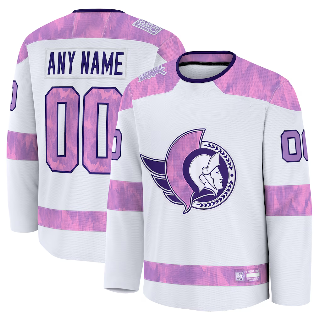 Boles Custom O.Senators White 2024 Hockey Fights Cancer Practice Jerseys