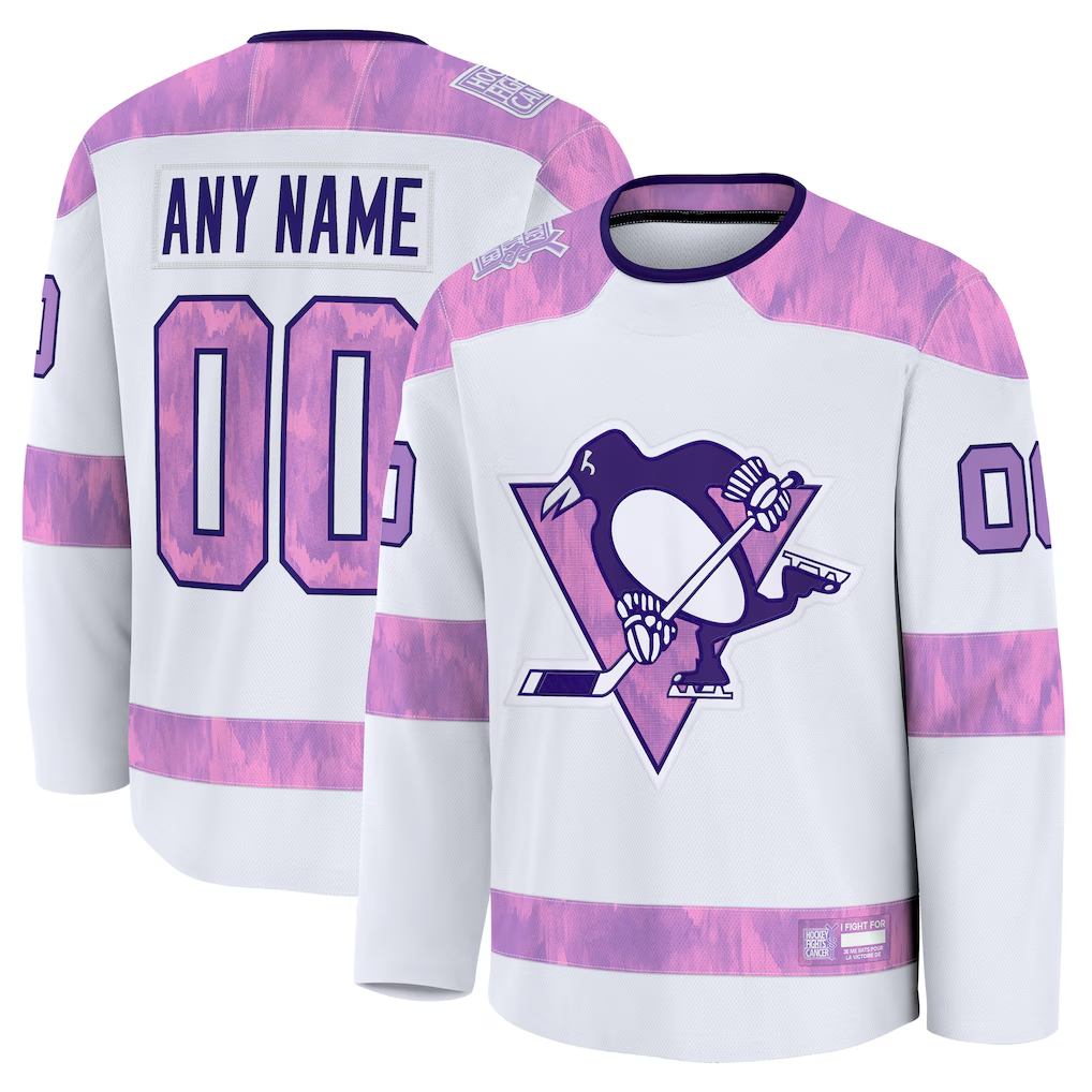 Boles Custom P.Penguins White 2024 Hockey Fights Cancer Jerseys