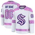 Boles Custom S.Kraken White 2024 Hockey Fights Cancer Practice Jerseys