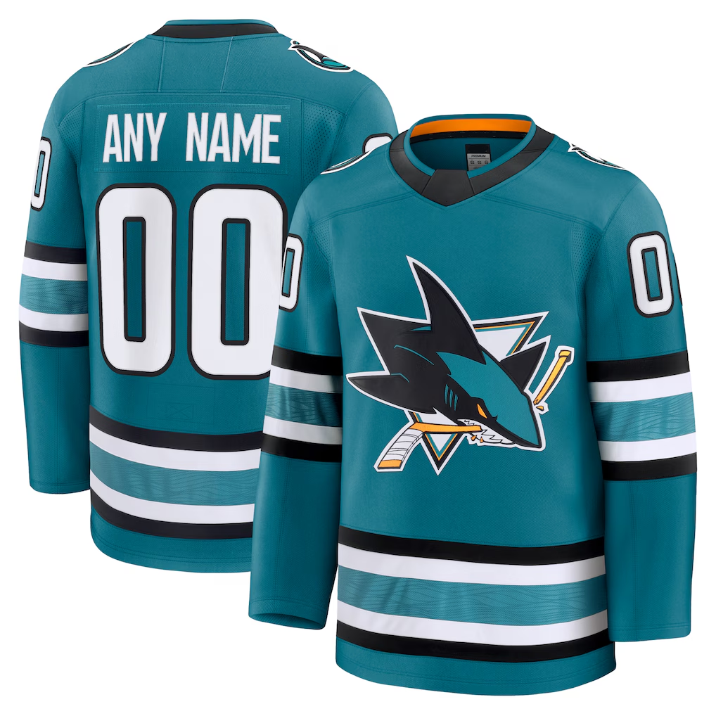Boles Custom SJ.Sharks Teal Home Premium Jerseys