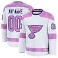 Boles Custom SL.Blues White 2024 Hockey Fights Cancer Practice Jerseys