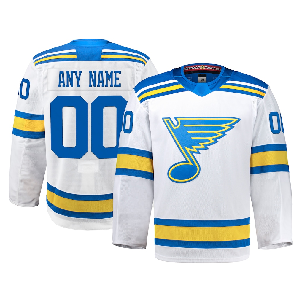 Boles Custom SL.Blues White Away Authentic Pro Jerseys