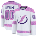 Boles Custom TB.Lightning White 2024 Hockey Fights Cancer Practice Jerseys