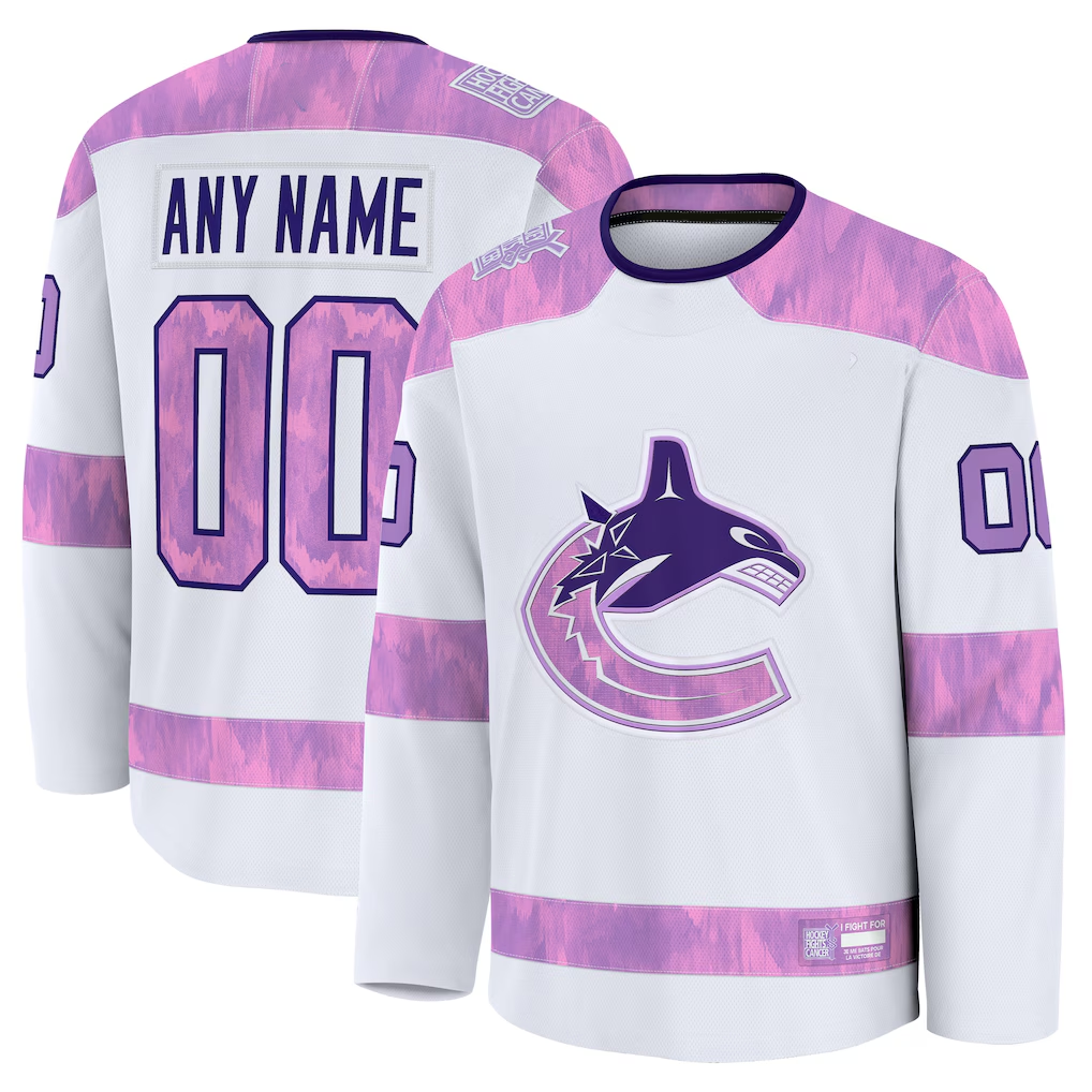 Boles Custom V.Canucks White 2024 Hockey Fights Cancer Practice Jerseys