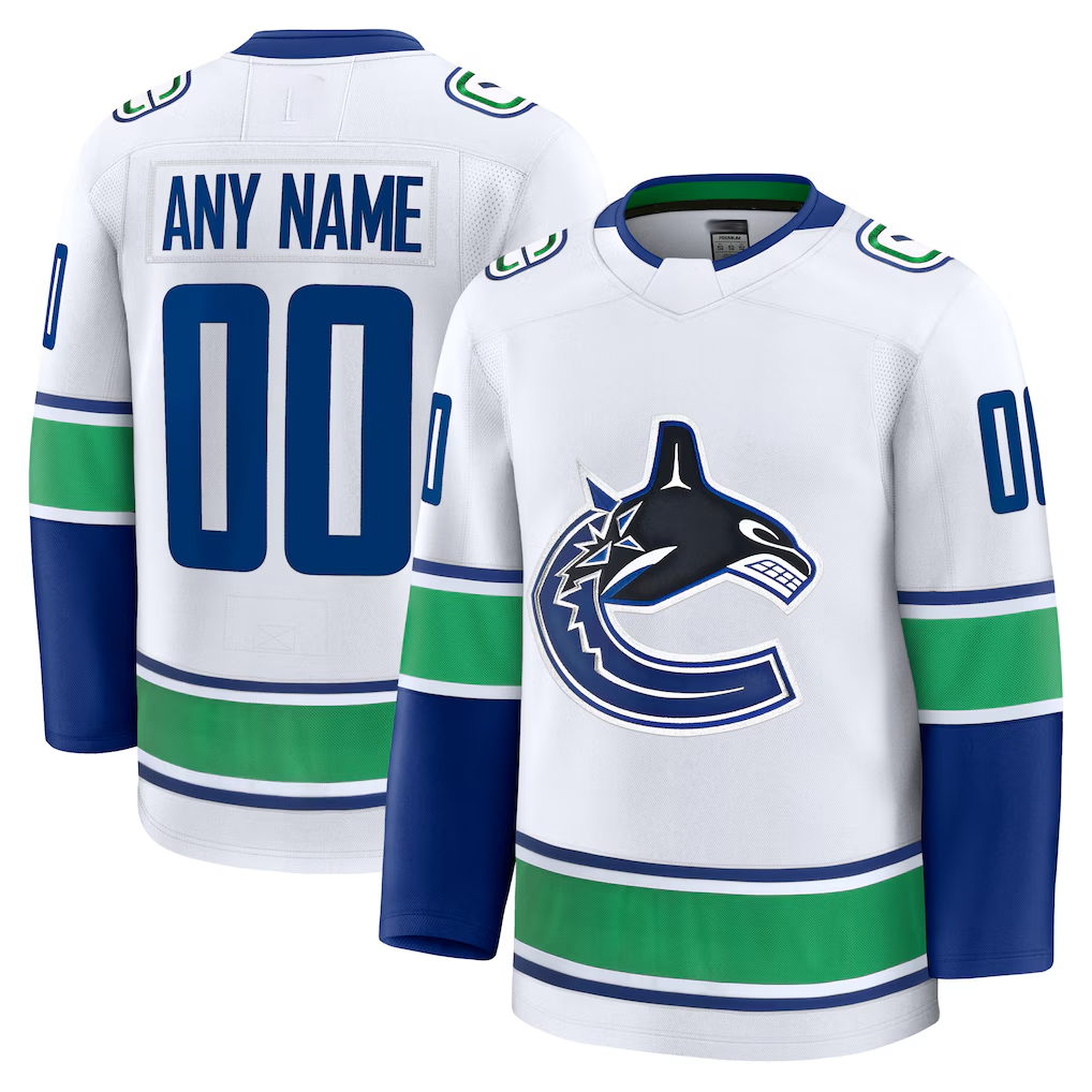 Boles Custom V.Canucks White Away Premium Jerseys