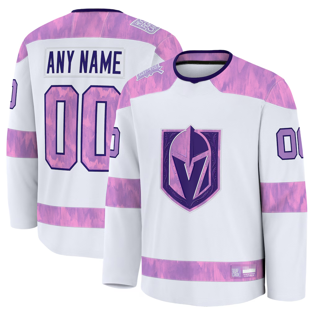 Boles Custom VG.Knights White 2024 Hockey Fights Cancer Practice Jerseys