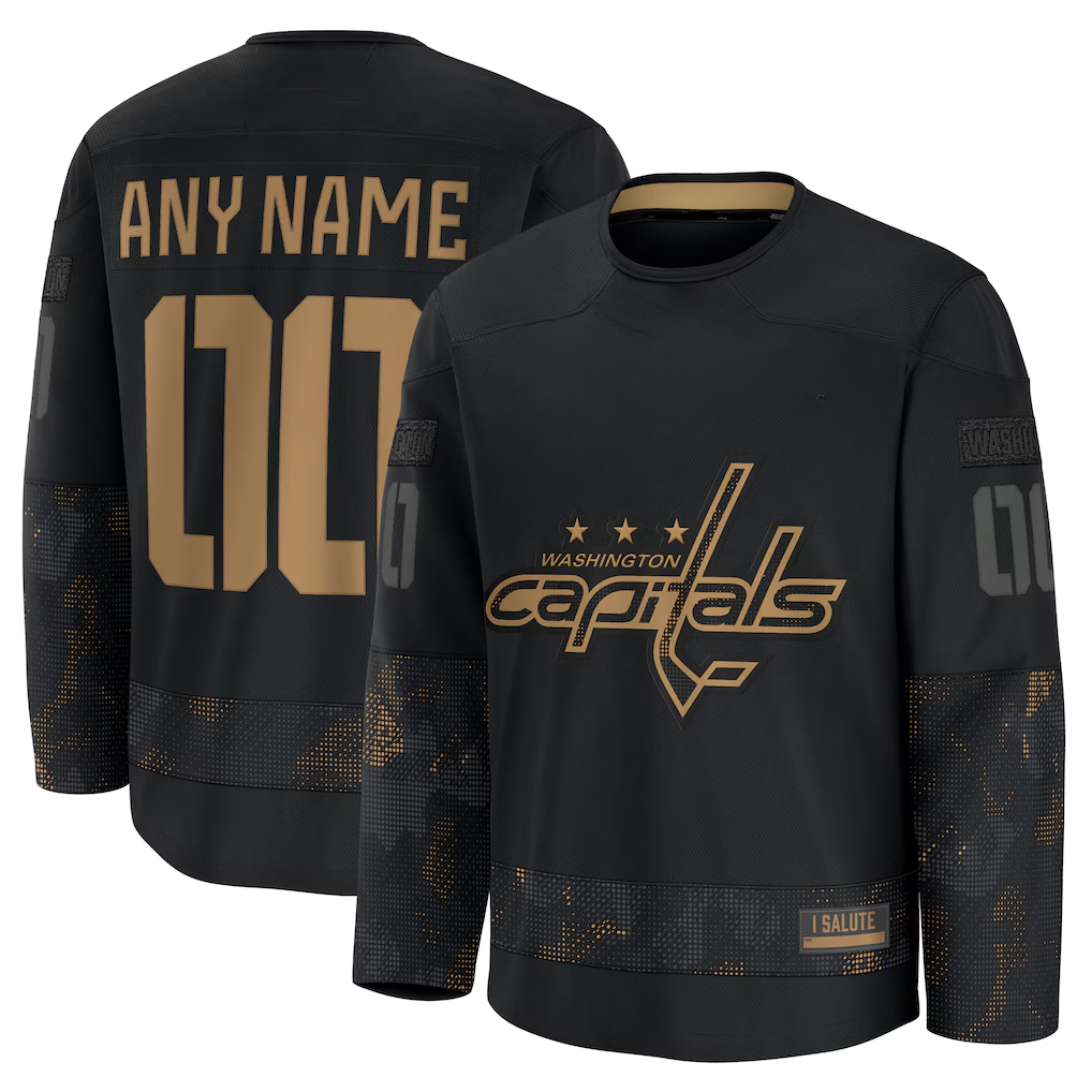 Boles Custom W.Capitals Black 2024 Military Appreciation Practice Jerseys