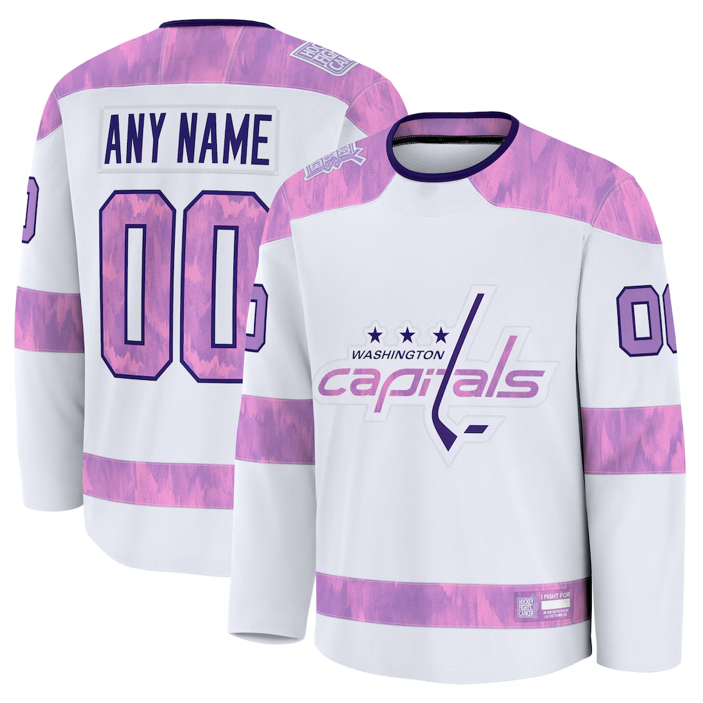 Boles Custom W.Capitals White 2024 Hockey Fights Cancer Practice Jerseys