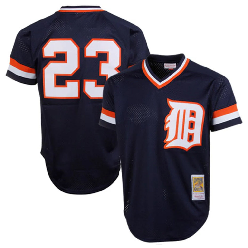 Boles D.Tigers #23 Kirk Gibson Player Mitchell & Ness Navy 1984 Mesh Batting Practice  T-shirt Stitched Jerseys