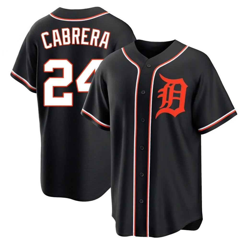 Boles D.Tigers #24 Miguel Cabrera Player Black Fashion Out Home Game Stitched Jerseys