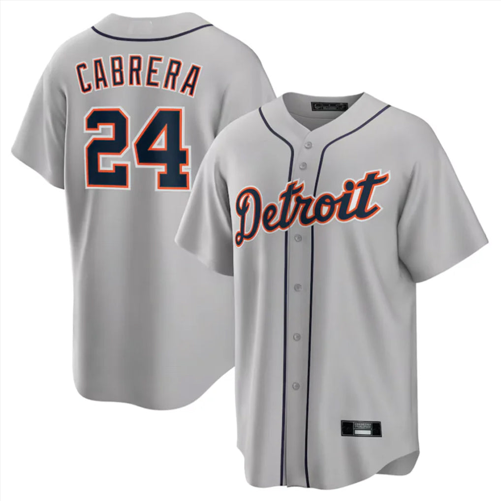 Boles D.Tigers #24 Miguel Cabrera Player Gray Home Game Stitched Jerseys