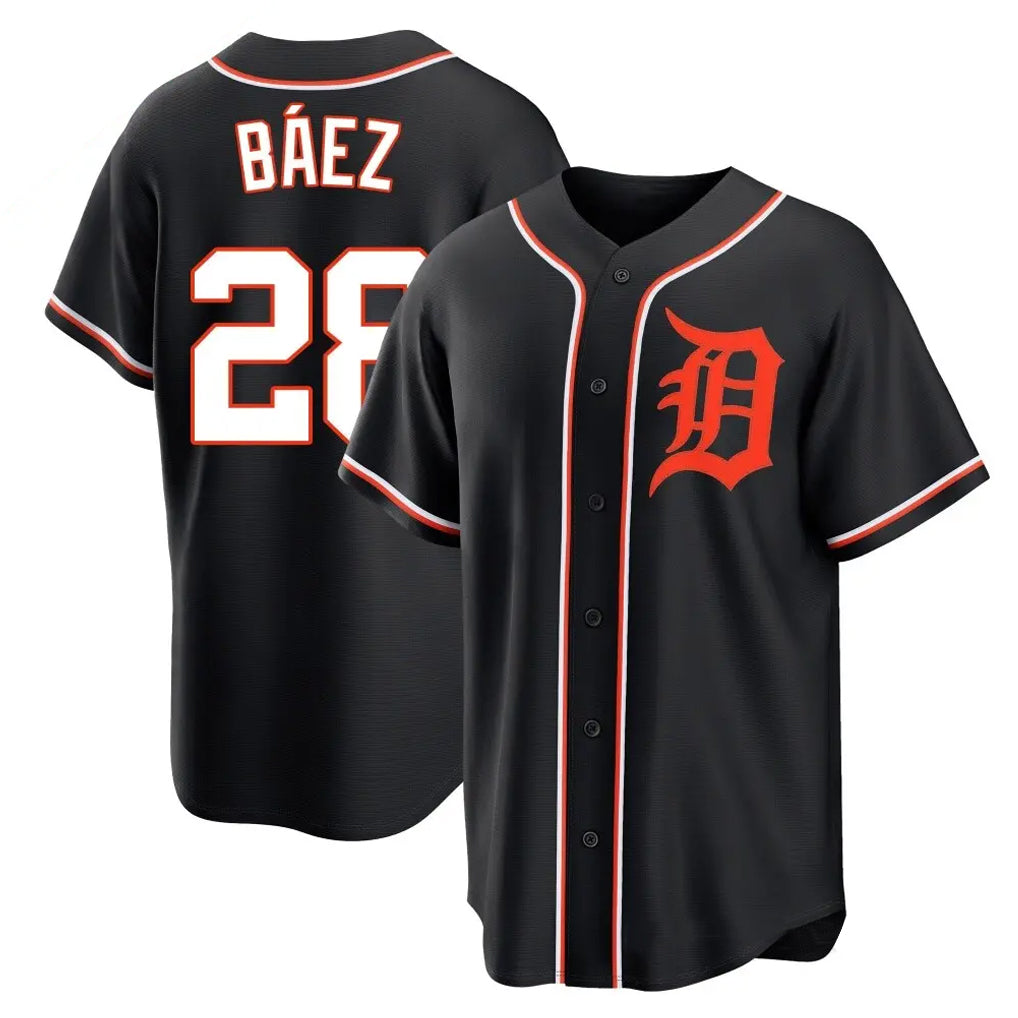 Boles D.Tigers #28 Javier B¨¢ez Player Black Fashion Out Home Game Stitched Jerseys