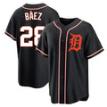 Boles D.Tigers #28 Javier B¨¢ez Player Black Fashion Out Home Game Stitched Jerseys
