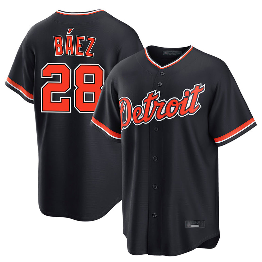 Boles D.Tigers #28 Javier B¨¢ez Player Navy Home Game Stitched Jerseys