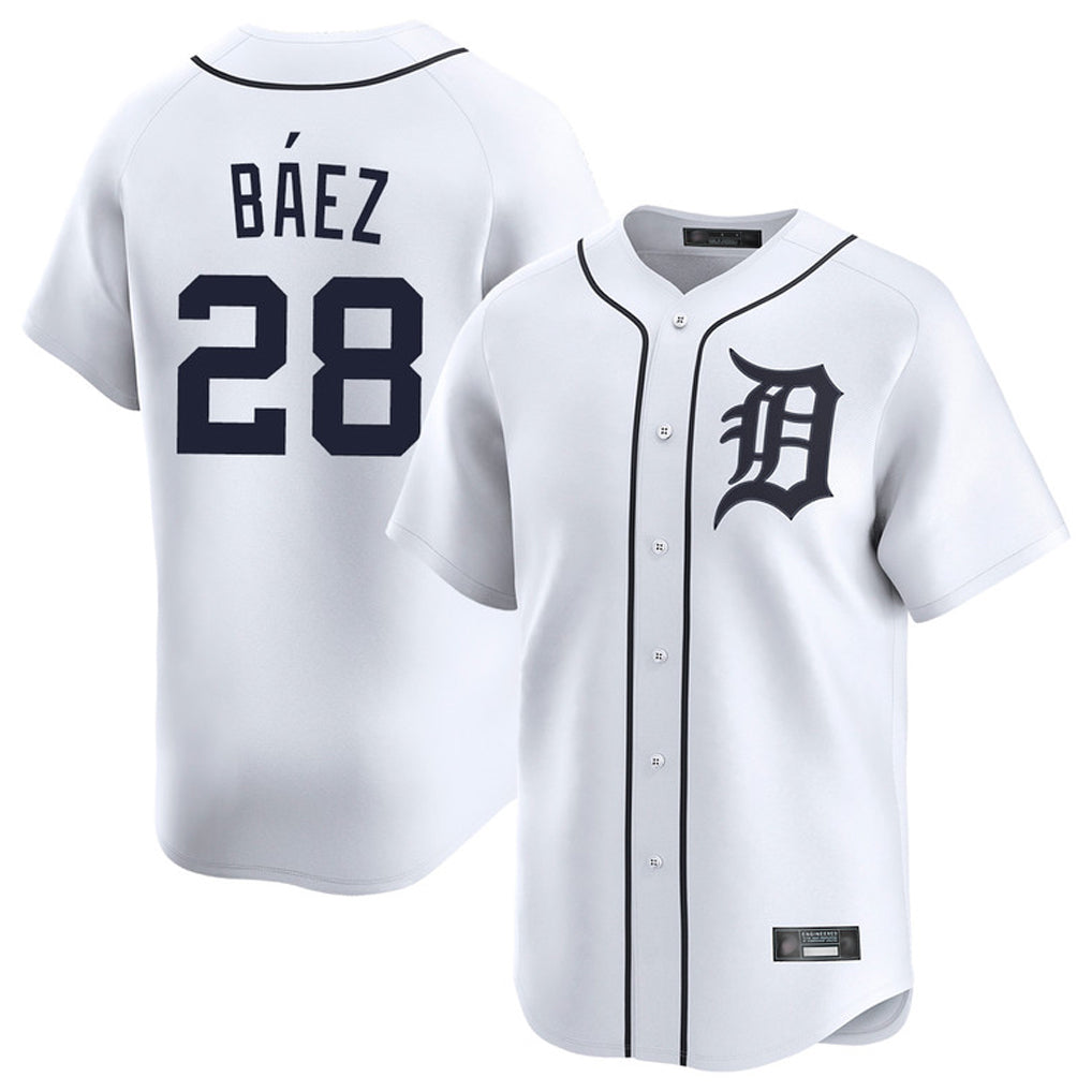 Boles D.Tigers #28 Javier B¨¢ez Player White Home Limited Stitched Jerseys
