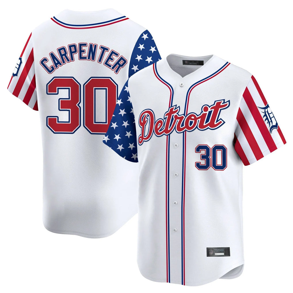 Boles D.Tigers #30 Kerry Carpenter Player White Independence Day Vapor Premier Limited Stitched Jerseys