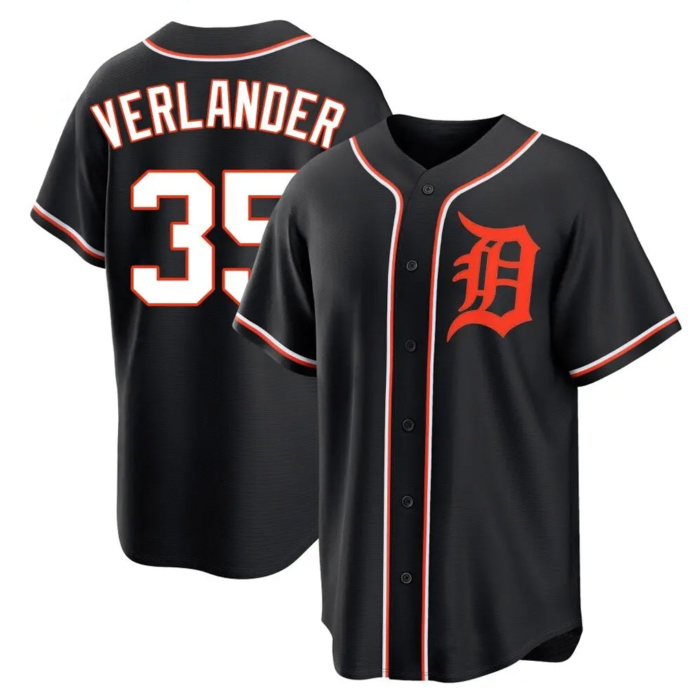 Boles D.Tigers #35 Justin Verlander Player Black Fashion Out Home Game Stitched Jerseys
