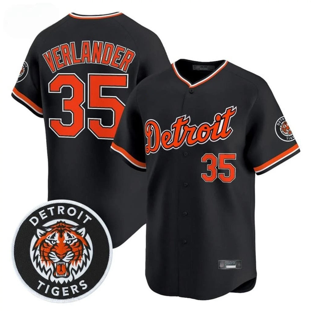 Boles D.Tigers #35 Justin Verlander Player Black Limited Home Stitched Jerseys