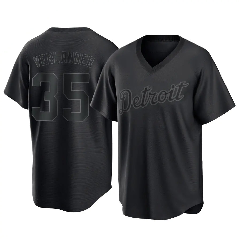 Boles D.Tigers #35 Justin Verlander Player Black T-shirt Home Game Stitched Jerseys