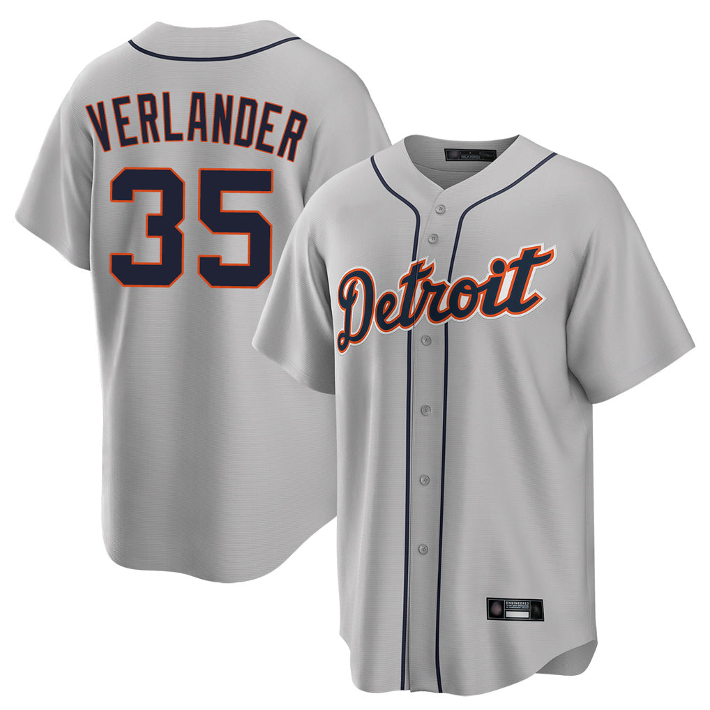 Boles D.Tigers #35 Justin Verlander Player Gray Home Game Stitched Jerseys