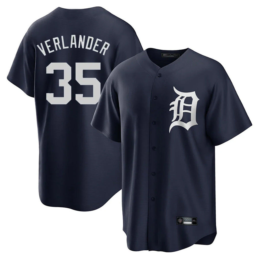 Boles D.Tigers #35 Justin Verlander Player Navy Game Home Stitched Jerseys