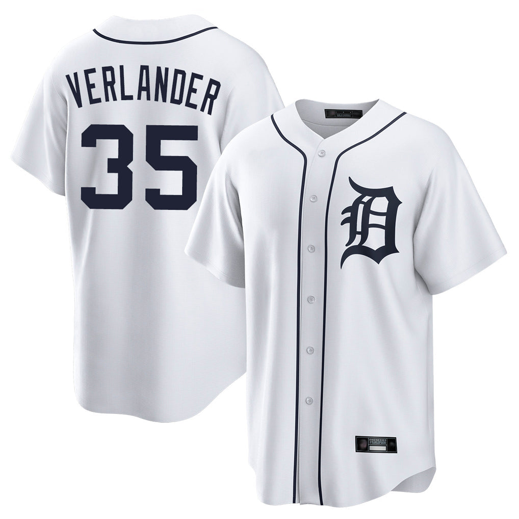 Boles D.Tigers #35 Justin Verlander Player White Home Game Stitched Jerseys
