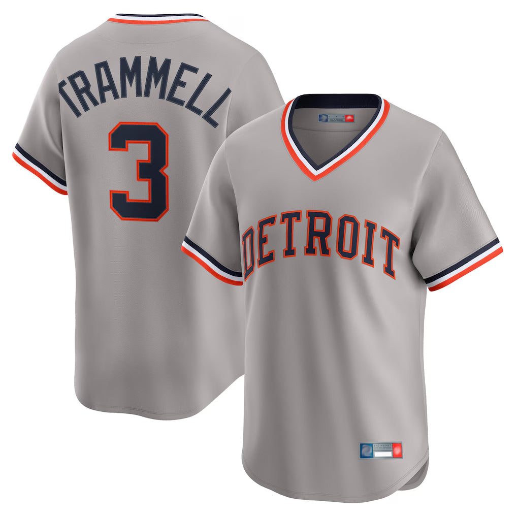 Boles D.Tigers #3 Alan Trammell Player Gray Cooperstown T-shirt Home Game Stitched Jerseys